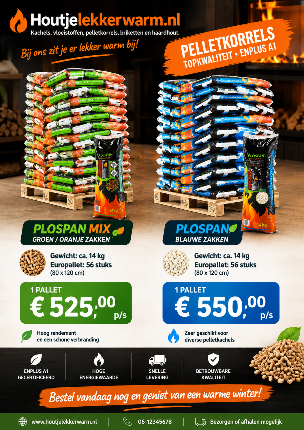Plospan Bio-Energy houtpellets A1 - witte korrel - 784 KG - GRATIS BEZORGD afbeelding 2